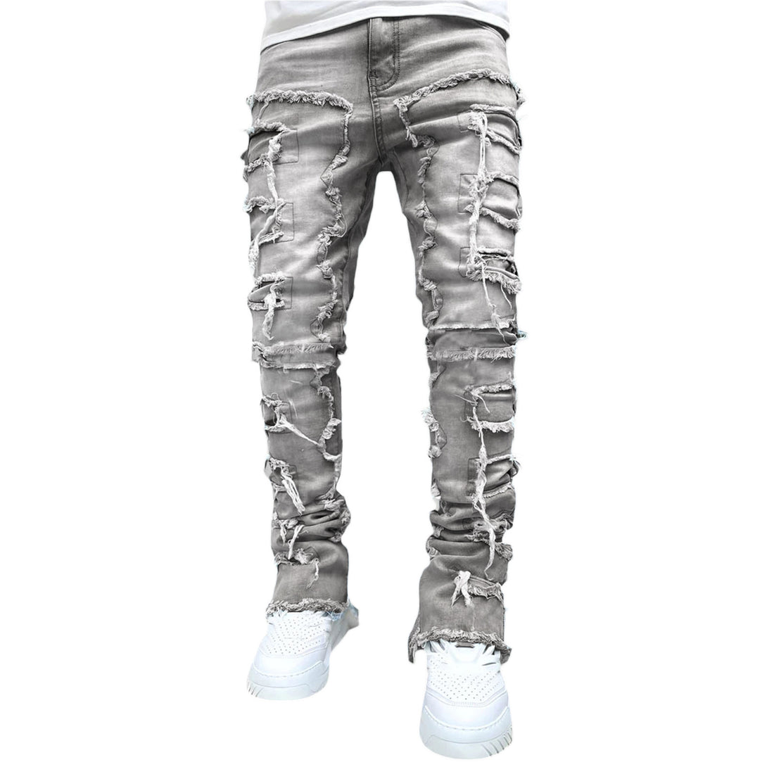 Men Pants Long Tight Fit Stacked Jeans For Mens Clothing