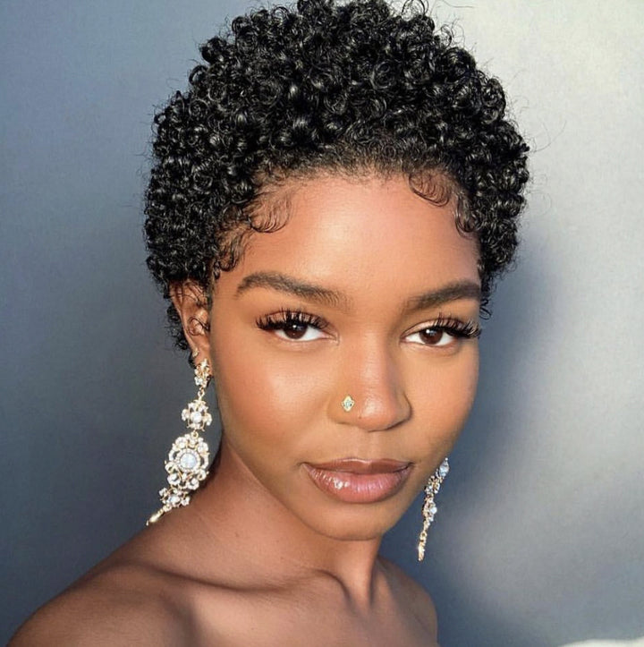 Fashion Trend Short Curly Hair African Small Curly Ladies Wig