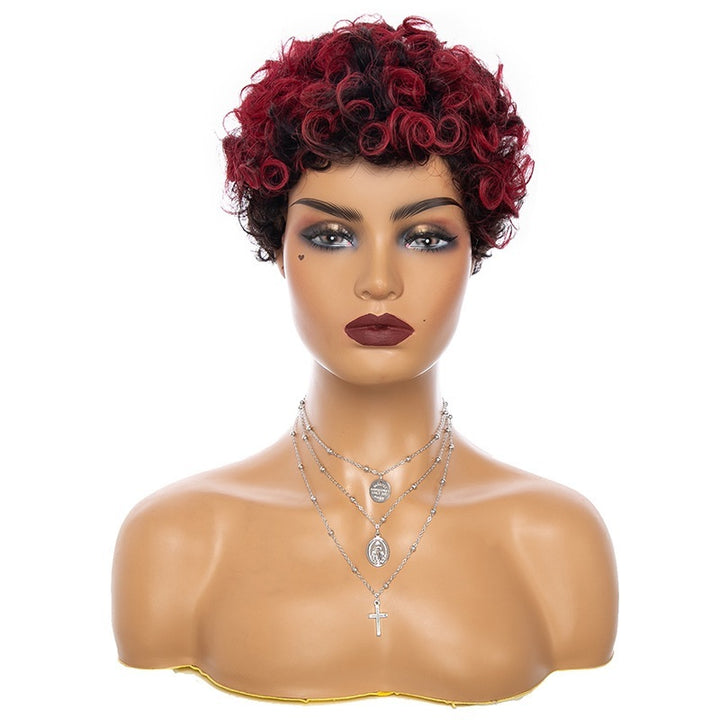 Fashion Trend Short Curly Hair African Small Curly Ladies Wig