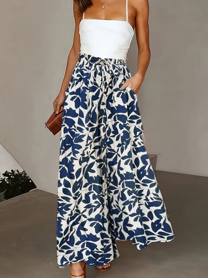 Plus Size Wide Leg Pants - Stylish Solid Paper Bag Waist Design