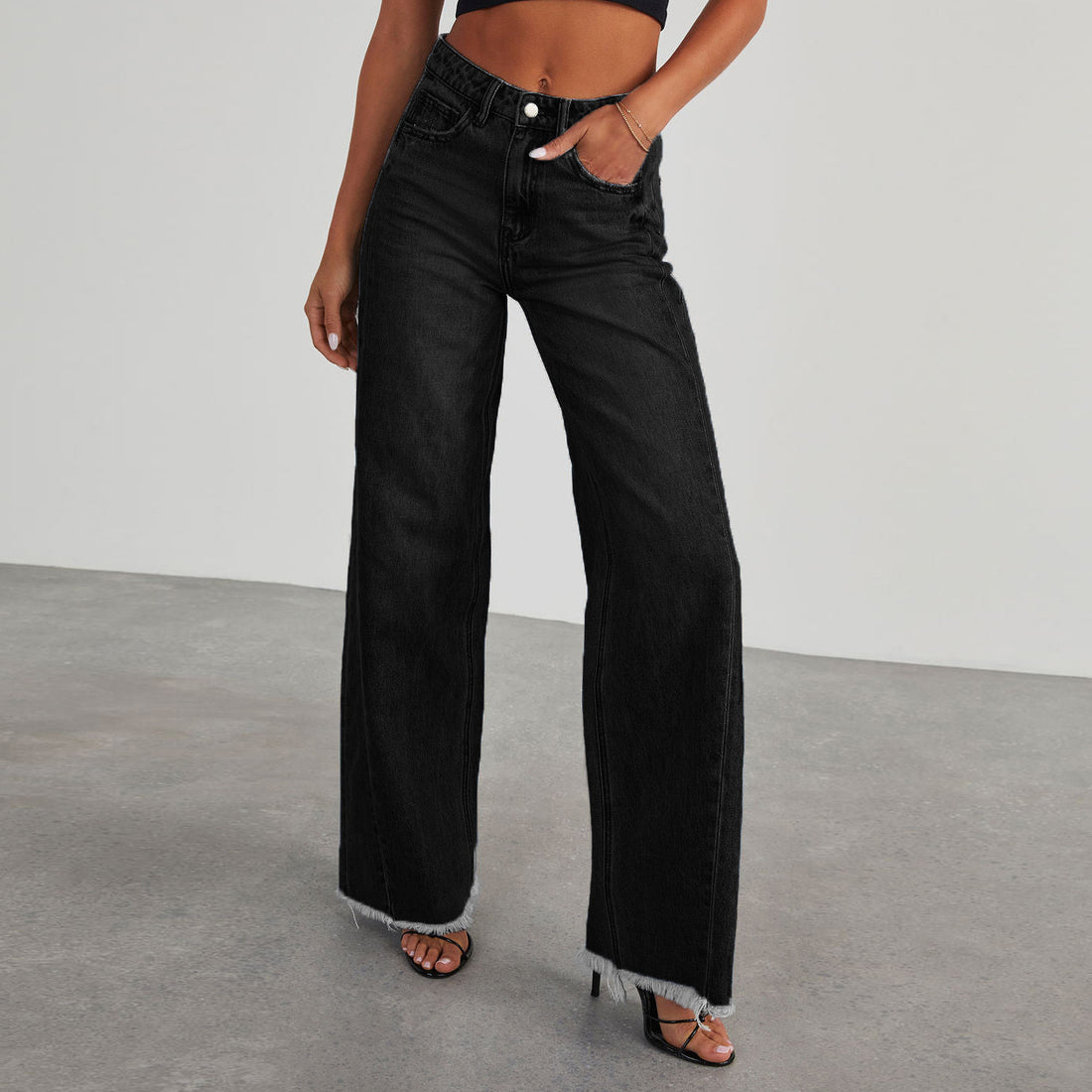 Fashion High Waist Jeans With Pockets Comfortable Women's