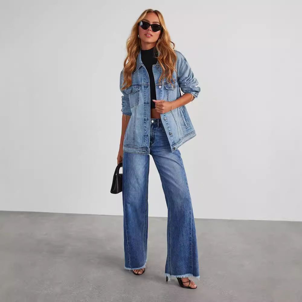 Fashion High Waist Jeans With Pockets Comfortable Women's
