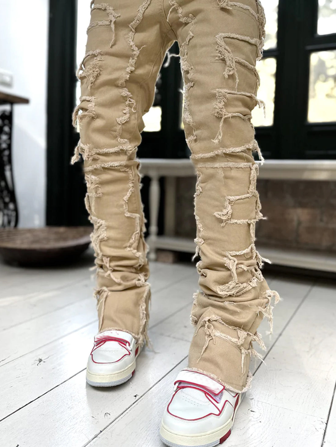 Men Pants Long Tight Fit Stacked Jeans For Mens Clothing