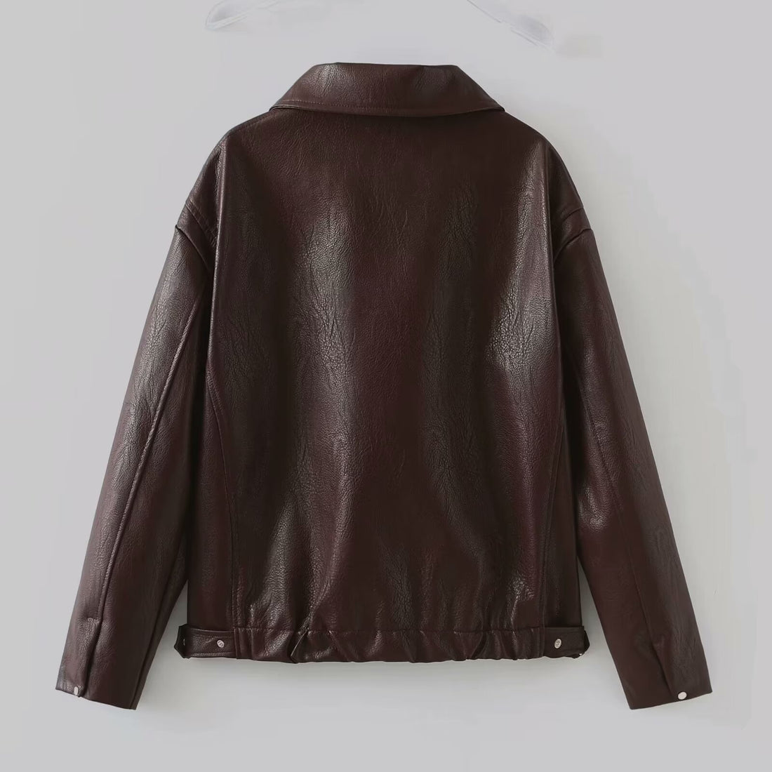 Casual Long Sleeve Leather Coat Tops Women Clothing
