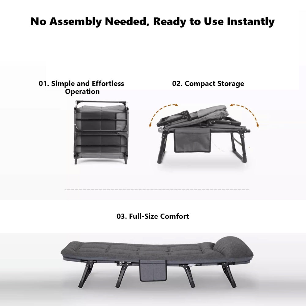 Portable Folding Bed With Built In Cushion Pillow