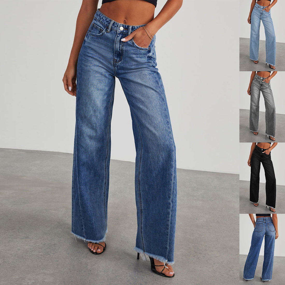 Fashion High Waist Jeans With Pockets Comfortable Women's