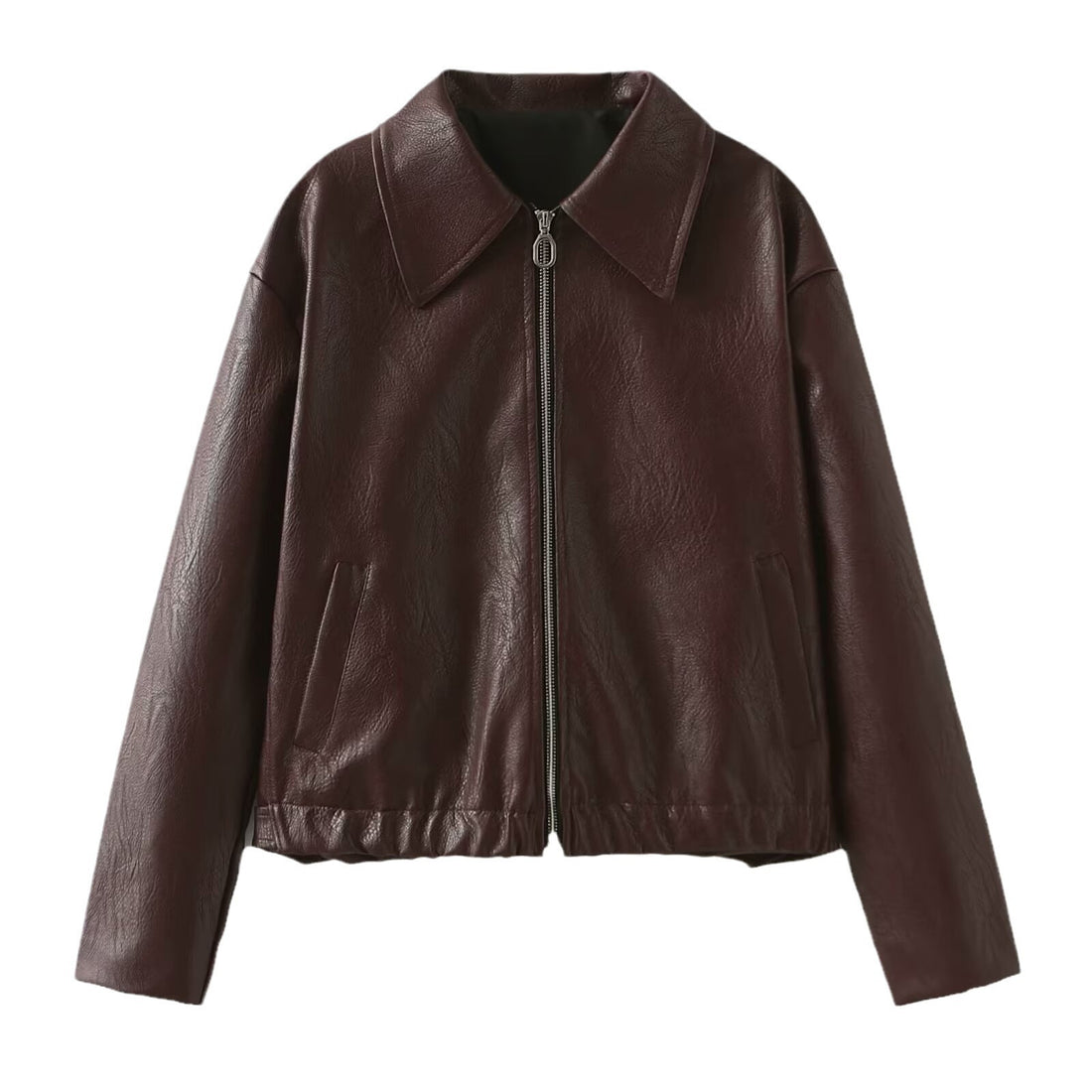Casual Long Sleeve Leather Coat Tops Women Clothing