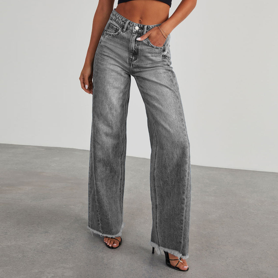 Fashion High Waist Jeans With Pockets Comfortable Women's