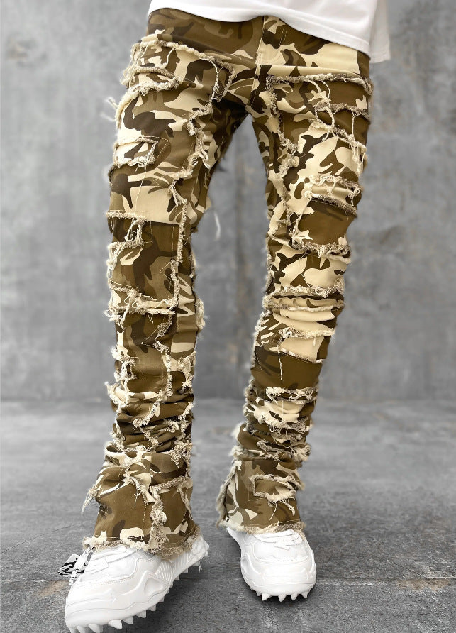 Men Pants Long Tight Fit Stacked Jeans For Mens Clothing