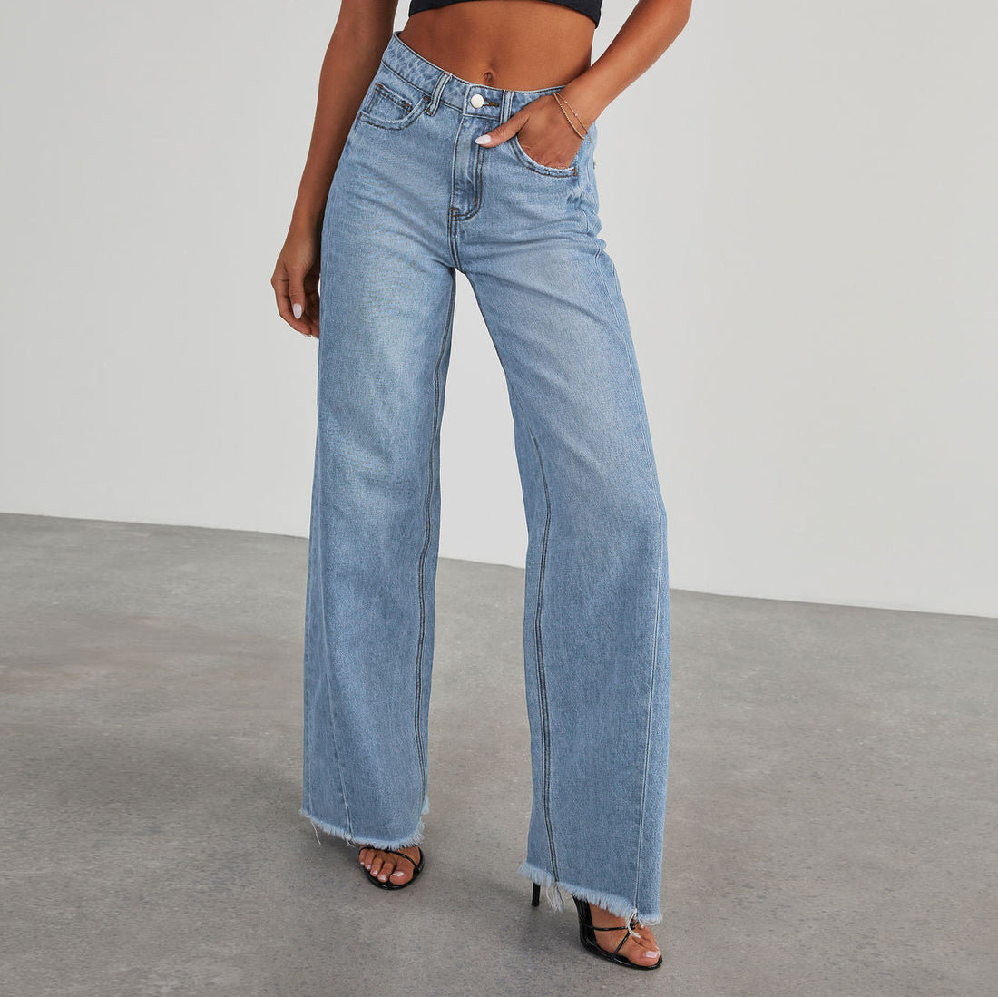 Fashion High Waist Jeans With Pockets Comfortable Women's