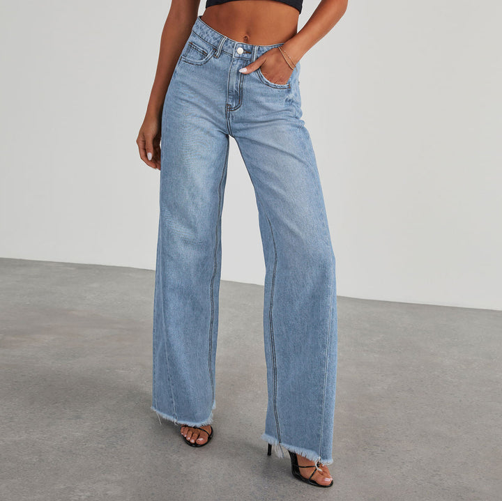 Fashion High Waist Jeans With Pockets Comfortable Women's