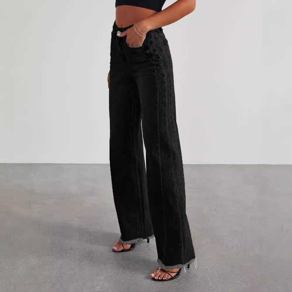 Fashion High Waist Jeans With Pockets Comfortable Women's