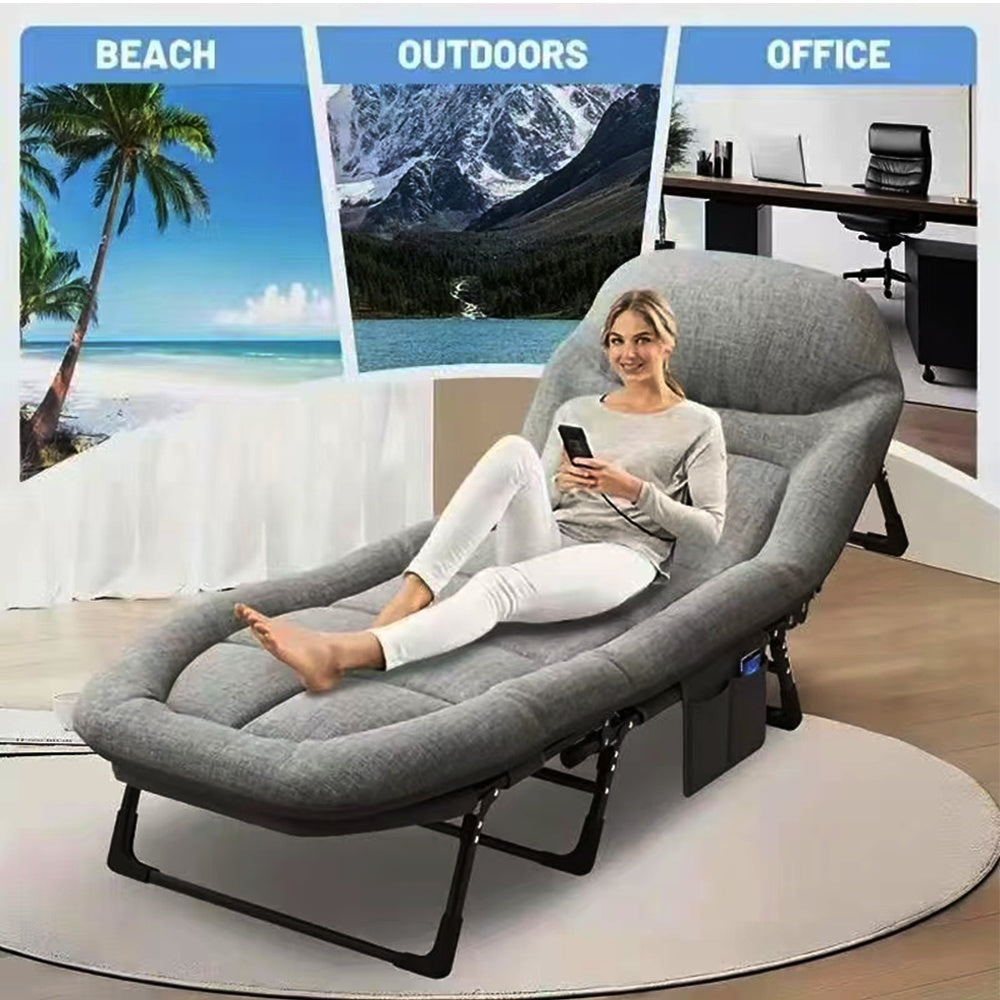 Portable Folding Bed With Built In Cushion Pillow