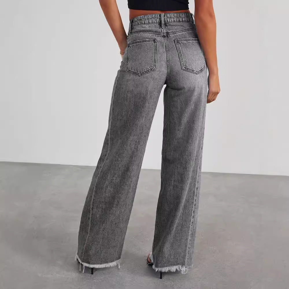 Fashion High Waist Jeans With Pockets Comfortable Women's